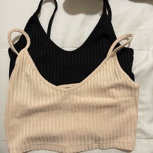 Two crop tops (black & tan)